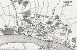 Plan of London på 1200-tallet, fra 