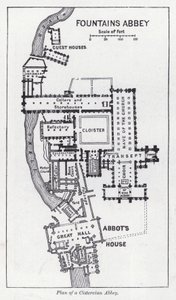 Plan for et cistercienserkloster (litho) av English School