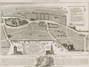 Plan over nordvestlige forsteder til London rundt St Giles in the Fields av English School