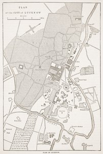 Plan for byen Lucknow, fra Cassells Illustrated History of England av English School
