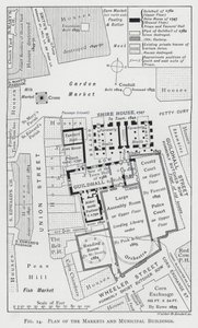 Plan over markedene og kommunale bygninger (gravering) av English School