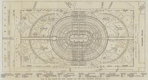 Plan over palasset og parken designet for verdensutstillingen i Paris i 1867 (gravering) av English School