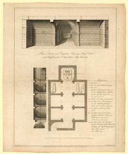 Plan for Royal Vault under King Henry VII Chapel, Westminster Abbey, bygget 1737 av English School