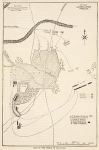 Plan for angrepet på Sholapore, illustrasjon fra Cassells Illustrated History of India av James Grant, pub. 1879 av English School