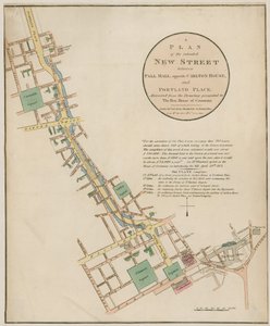 Plan for den tiltenkte nye gaten (Regent Street) mellom Pall Mall og Portland Place av English School