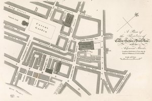 Plan over teatrene i Covent Garden, London av English School
