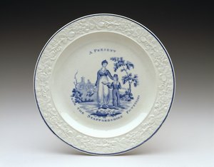 Plate, c. 1820 (blyglasert keramikk med overføringstrykk) av English School