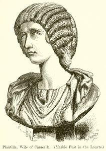 Plautilla, Caracallas kone. (Marmorbyste i Louvre) (gravering) av English School