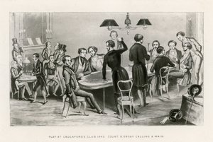 Spill på Crockfords Club, 1843. Grev DOrsay ringer en Main av English School