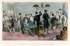Spill på Crockfords Club, 1843; Grev DOrsey ringer en hovedrett av English School