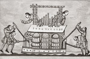 Playing the Organ 1130-74, fra 'A Short History of the English People' av JR Green, utgitt 1893 av English School