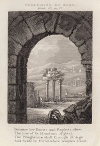 Ploughing of Sion, Micah III, ver 12 (gravering) av English School