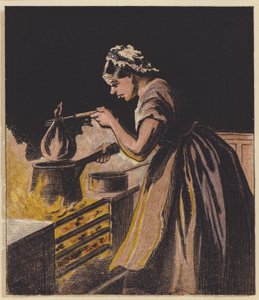 Plommepudding varm, plommepudding kald (farge litho) av English School