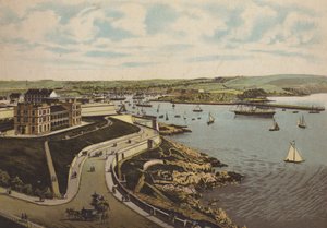 Plymouth: Biological Institute og Cattewater (farge litho) av English School