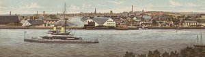 Plymouth: Devonport og HMS Devastation (farge litho) av English School
