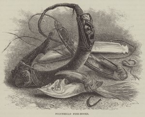 Polynesiske fiskekroker (gravering) av English School