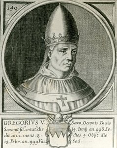 Pope Gregory V (972-999) (engraving) av English School
