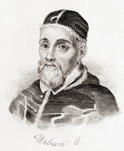 Pave Urban VIII, ca. 1568 -1644, født Maffeo Barberini (gravering) av English School