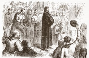 Populær demonstrasjon på Lambeth Palace til fordel for Wickliffe, illustrasjon fra The History of Protestantism av James Aitken Wylie (1808-1890), pub. 1878 av English School