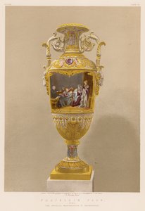 Porselensvase fra Den keiserlige fabrikken i St. Petersburg (chromolitho) av English School