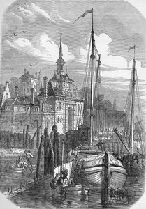 Port of Rotterdam, Holland, fra 'The Illustrated London News', 1810 av English School