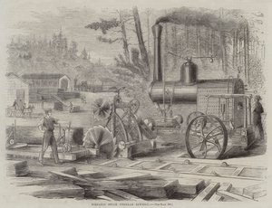 Bærbart dampsirkelsagbruk (gravering) av English School