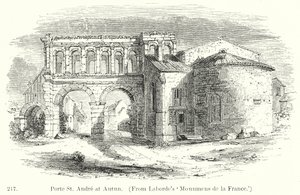 Porte St Andre ved Autun (gravering) av English School