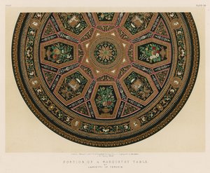 Del av et marquetry-bord av Lancetti fra Perugia av English School