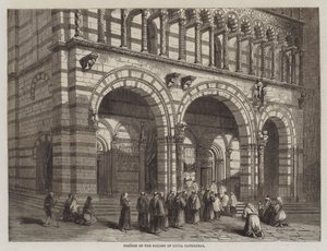 Del av fasaden til Lucca-katedralen (gravering) av English School