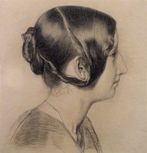Portrait Profile of a Young Lady, ca. 1840 (farget kritt på papir)