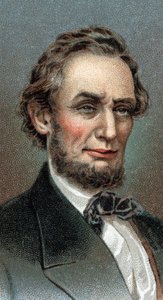 Portrait of Abraham Lincoln - Portrait of Abraham Lincoln (1809-1865) 16th president of the United States of America - Fra serien "" Leaders of Men"" - Chromolithography - English School, 20th century - av English School