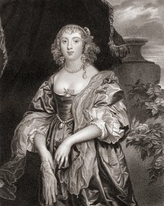 Portrett av Anne Carre, grevinne av Bedford (1620-84), fra Lodges British Portraits, 1823 av English School
