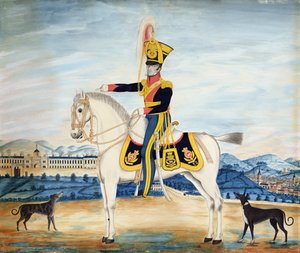 Portrett av kaptein William Manfull i full militærkjole, 1822 (wc, gouache og blyant på papir) av English School