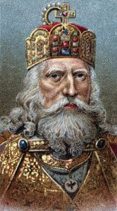 Portrait of Charlemagne (742-814), King of the Franks - Charles the Great - Fra serien "" Leaders of Men"" - Chromolithography - English School, 20. århundre - av English School