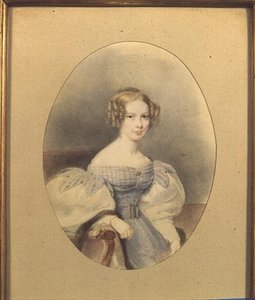 Portrett av grevinne Elizabeth von Sandizell, kjent som Lili, 18 år gammel (akvarell på papir) av English School