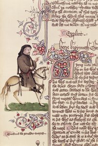 Portrett av Geoffrey Chaucer (ca. 1342-1400) faksimile fra The Canterbury Tales av Geoffrey Chaucer (ca. 1342-1400) av English School