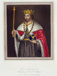 Portrett av kong Edward II (1284-1327) Grunnlegger av Oriel College, etter et maleri i Bodleian Library (fargegravering) av English School