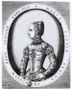 Portrett av Mary Queen of Scots (1542-87) gravert av Hieronymus Cock (ca. 1510-70) 1559 av English School