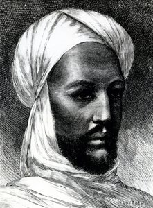 Portrett av Muhammad Ahmad (1844-1885), kjent som Mahdi, leder av dervisjer i krig mot briter i 1884, kolonikriger, Sudan av English School