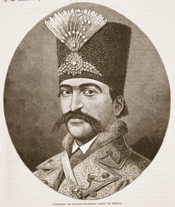 Portrett av Nasser-ed-Deen, Shah of Persia, illustrasjon fra Cassells Illustrated History of England av English School