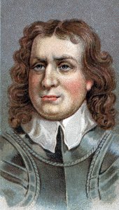 Portrett av Oliver Cromwell (1599-1658). Engelsk militær og politiker - Olivier (Oliver) Cromwell (1599-1658) - Fra serien "" Leaders of Men"" - Chromolithography - English School, 20. århundre - av English School