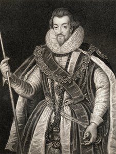 Portrett av Robert Cecil, 1. jarl av Salisbury (1563-1612), fra Lodges British Portraits, 1823 av English School