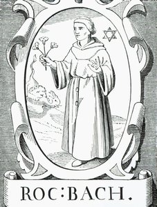 Portrett av Roger Bacon (ca. 1220-92), illustrasjon fra Science and Literature in the Middle Ages and the Renaissance, skrevet og gravert av Paul Lacroix, 1878 av English School