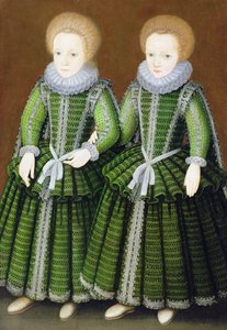 Portrett av Sarah og Elizabeth Poulett fra Hinton St. George, Somerset, ca. 1600 av English School