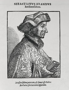 Portrett av Sebastian Brant (ca. 1458-1521) fra The Narrative and Critical History of America, redigert av Justin Winsor, London, 1886 av English School