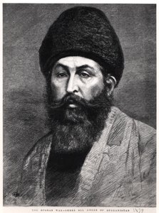Portrett av Shir Ali Khan (1825-79) Emir av Afghanistan, 1878 av English School