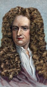 Portrett av Sir Isaac Newton 1642-1727, engelsk fysiker og matematiker - Fra serien "" Leaders of Men" - Chromolithography - English School, 20. århundre - av English School