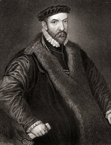Portrett av Sir Nicholas Bacon (1510-1579) fra Lodges British Portraits, 1823