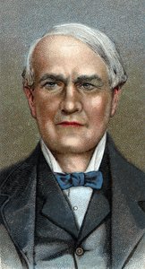 Portrett av Thomas Alva Edison - amerikansk oppfinner - Fra serien "" Leaders of Men"" - Chromolithography - English School, 20. århundre - av English School
