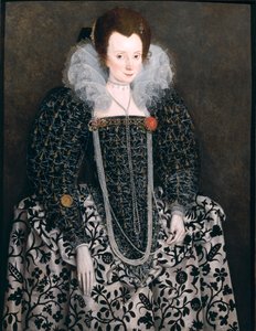 Portrait of a Woman, tradisjonelt identifisert som Mary Clopton (født Waldegrave) fra Kentwell Hall, Suffolk, ca. 1600